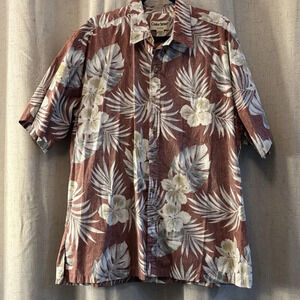 Cooke Street Hawaiian Shirt Mens Size 2XL Red Floral Button Up Short Sleeve